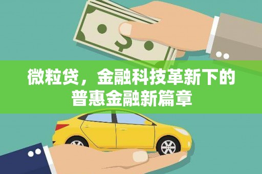 香格里拉微粒贷，金融科技革新下的普惠金融新篇章