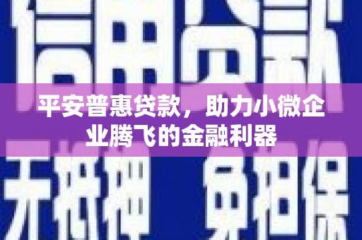 香格里拉平安普惠贷款，助力小微企业腾飞的金融利器